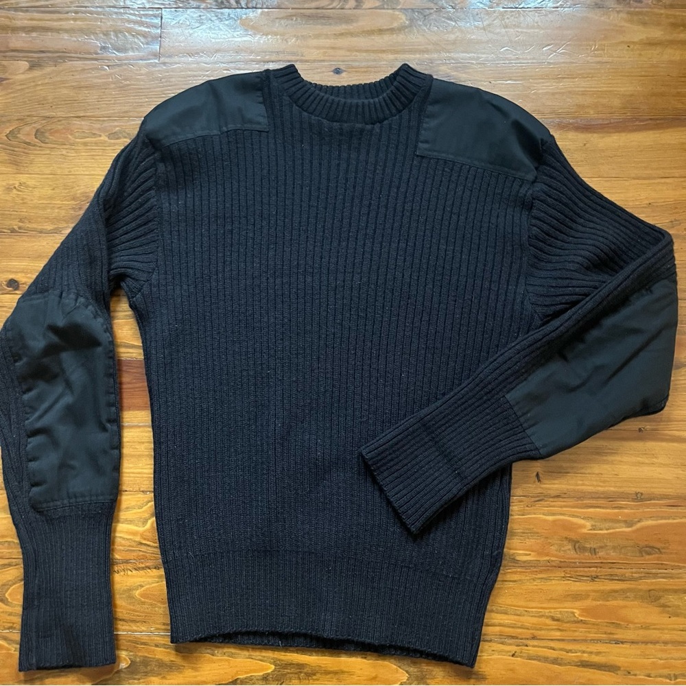 Vintage USMC Black Wool Military Sweater Rothco By Jack Young. Size L